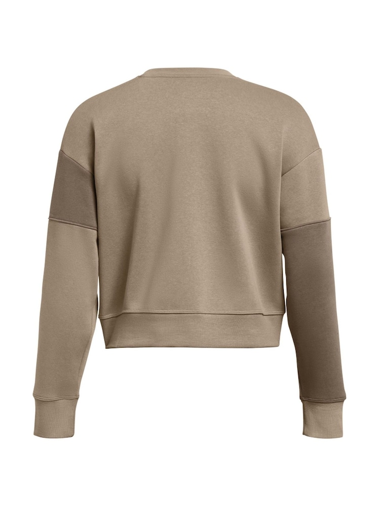 Under Armour Beige Essential Fleece Crop Crew Sweatshirt - Image 4 of 4