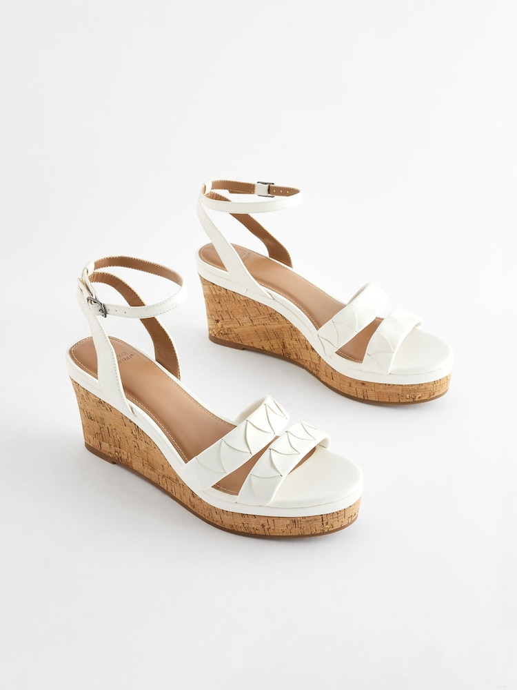 White Standard/Wide Fit Forever Comfort® Double Strap Wedges - Image 1 of 7