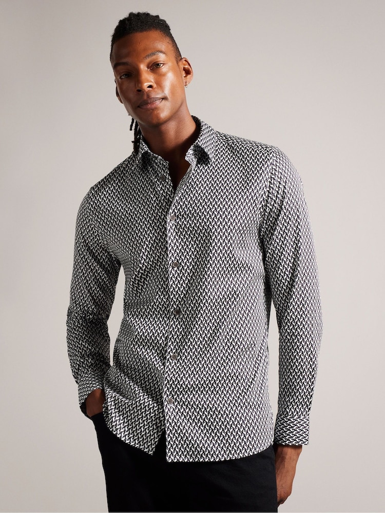 Ted Baker Black Laceby Geo Printed Shirt - Image 1 of 1