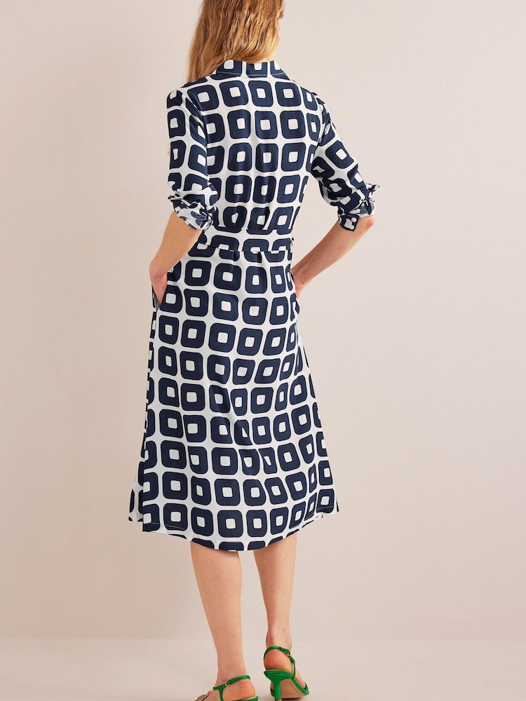 Boden Blue Printed Midi Shirt Dress - Image 2 of 4