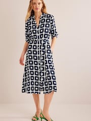 Boden Blue Printed Midi Shirt Dress - Image 3 of 4
