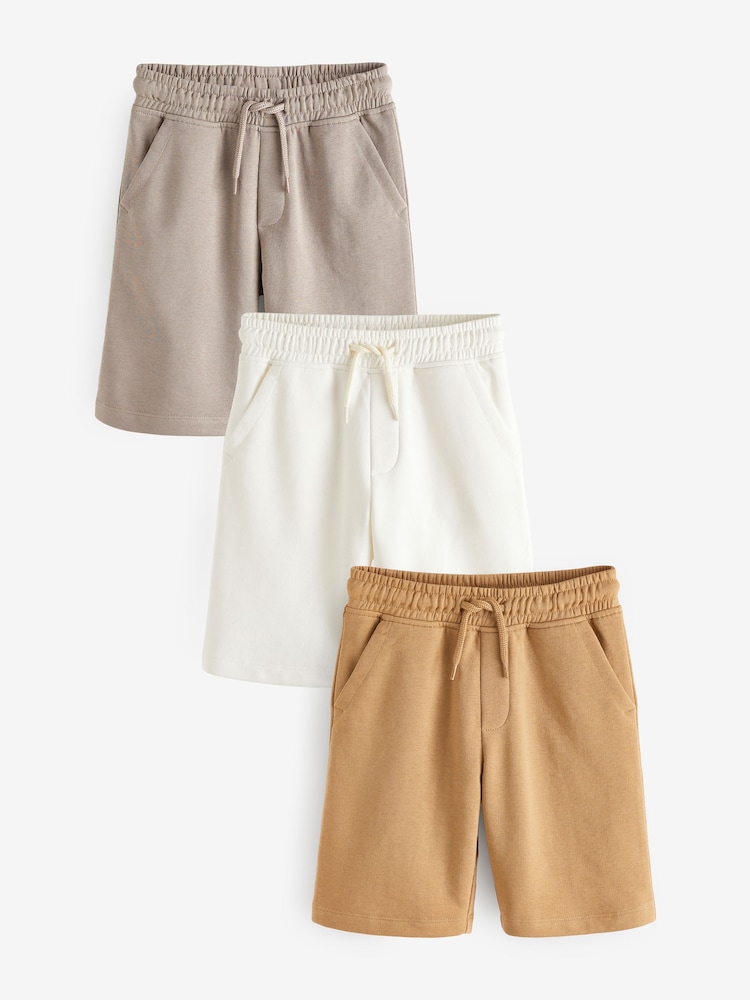 Tan Brown/Ecru Cream 3 Pack Basic Jersey Shorts (3-16yrs) - Image 1 of 3