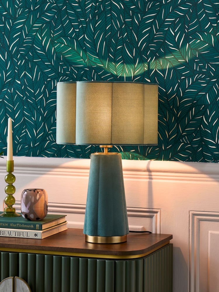 Clarke & Clarke Green Congo Velvet Table Lamp - Image 1 of 4