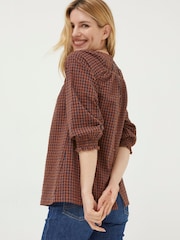FatFace Brown Tamer Gingham Blouse - Image 2 of 4