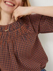 FatFace Brown Tamer Gingham Blouse - Image 4 of 4