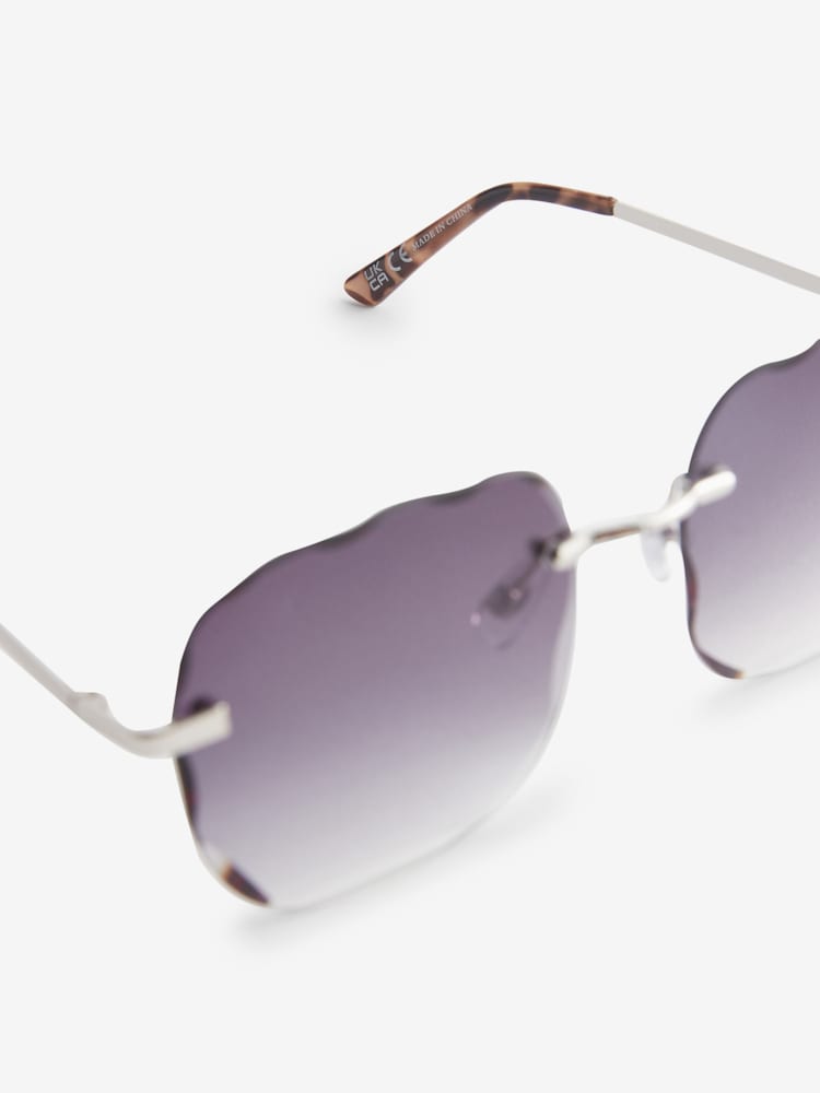 Blue Bevelled Rimless Lens Sqaure Sunglasses - Image 6 of 6 Blue Bevelled Rimless Lens Sqaure Sunglasses - Image 6 of 6