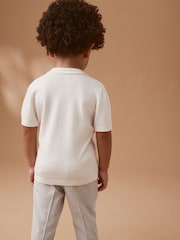 Bela - 100% bombaž kratek rokav; s kratkimi rokavi z gumbi po celotni dolžini Polo majica (3mths-7yrs) - Slika 7 iz 11