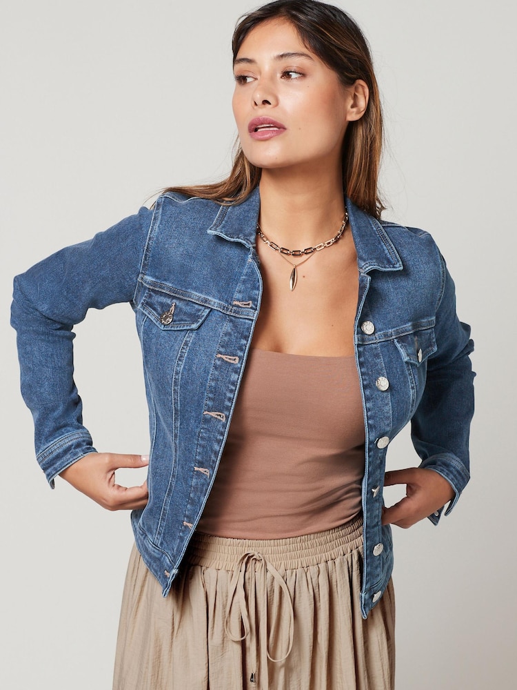 Mid Blue Fuller Bust Denim Jacket - Image 1 of 7