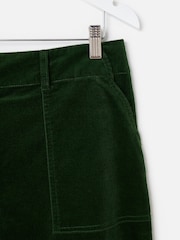 Oliver Bonas Green Dark Corduroy Cropped Scalloped Pocket Wide Leg Trousers - Image 6 of 7