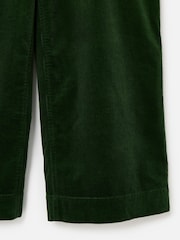 Oliver Bonas Green Dark Corduroy Cropped Scalloped Pocket Wide Leg Trousers - Image 7 of 7