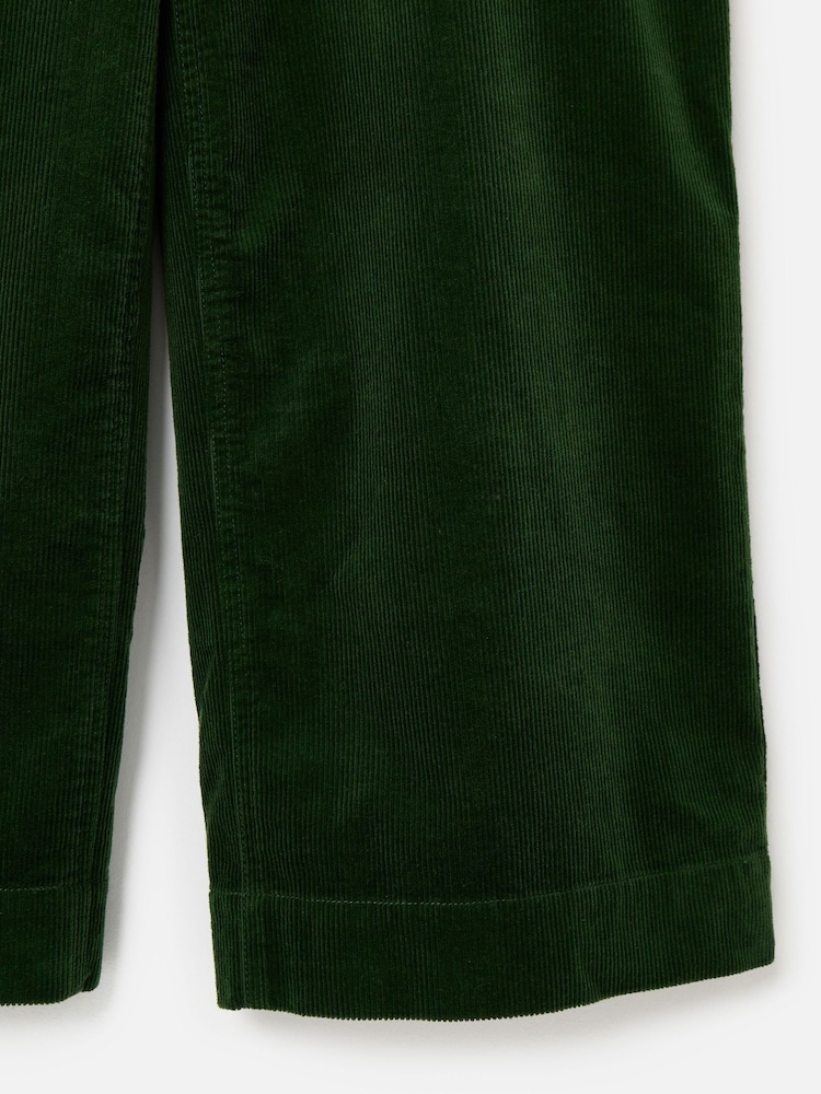 Oliver Bonas Green Dark Corduroy Cropped Scalloped Pocket Wide Leg Trousers - Image 7 of 7 Oliver Bonas Green Dark Corduroy Cropped Scalloped Pocket Wide Leg Trousers - Image 7 of 7