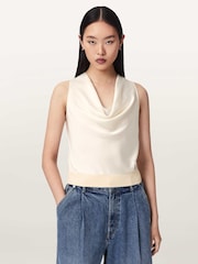 AllSaints White Zoey Cowl Top - Image 1 of 6