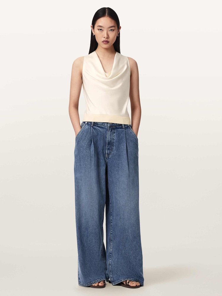 AllSaints White Zoey Cowl Top - Image 2 of 6 AllSaints White Zoey Cowl Top - Image 2 of 6