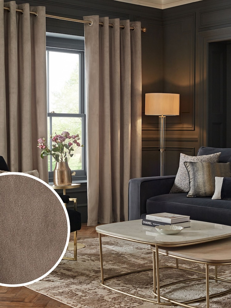 Natural Mink Matte Velvet Super Thermal Curtains - Image 1 of 7