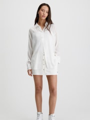 Calvin Klein Jeans White Crinkle Tie Detail Shirt - Image 1 of 5