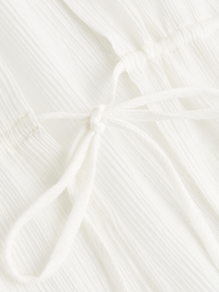 Calvin Klein Jeans White Crinkle Tie Detail Shirt - Image 5 of 5 Calvin Klein Jeans White Crinkle Tie Detail Shirt - Image 5 of 5