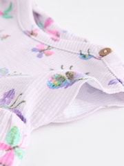 Lilac Purple Butterfly Baby Peplum Rib Top and Shorts 2 Piece Set - Image 12 of 13