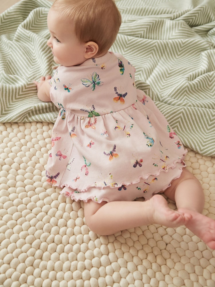 Lilac Purple Butterfly Baby Peplum Rib Top and Shorts 2 Piece Set - Image 2 of 13