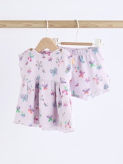 Lilac Purple Butterfly Baby Peplum Rib Top and Shorts 2 Piece Set - Image 4 of 13