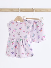 Lilac Purple Butterfly Baby Peplum Rib Top and Shorts 2 Piece Set - Image 5 of 13