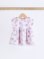 Lilac Purple Butterfly Baby Peplum Rib Top and Shorts 2 Piece Set - Image 6 of 13