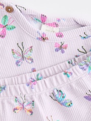 Lilac Purple Butterfly Baby Peplum Rib Top and Shorts 2 Piece Set - Image 9 of 13