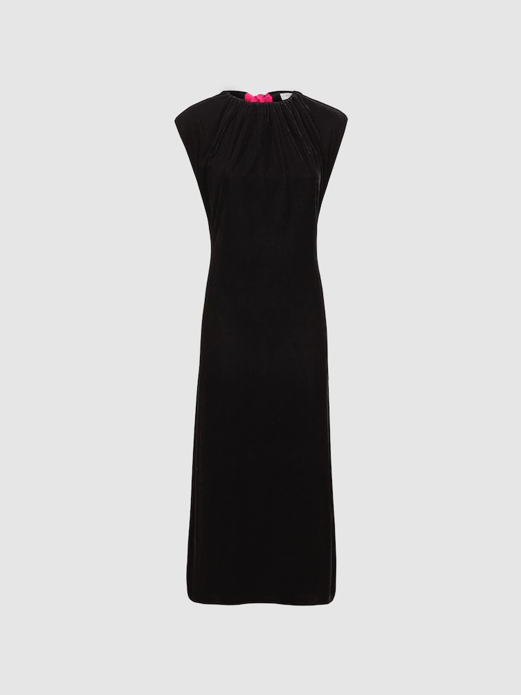 Florere Velvet Tie Neck Midi Dress - Image 2 of 5