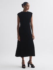 Florere Velvet Tie Neck Midi Dress - Image 4 of 5