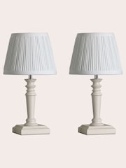 Laura Ashley Set of 2 White Tate Table Lamp - Image 4 of 4