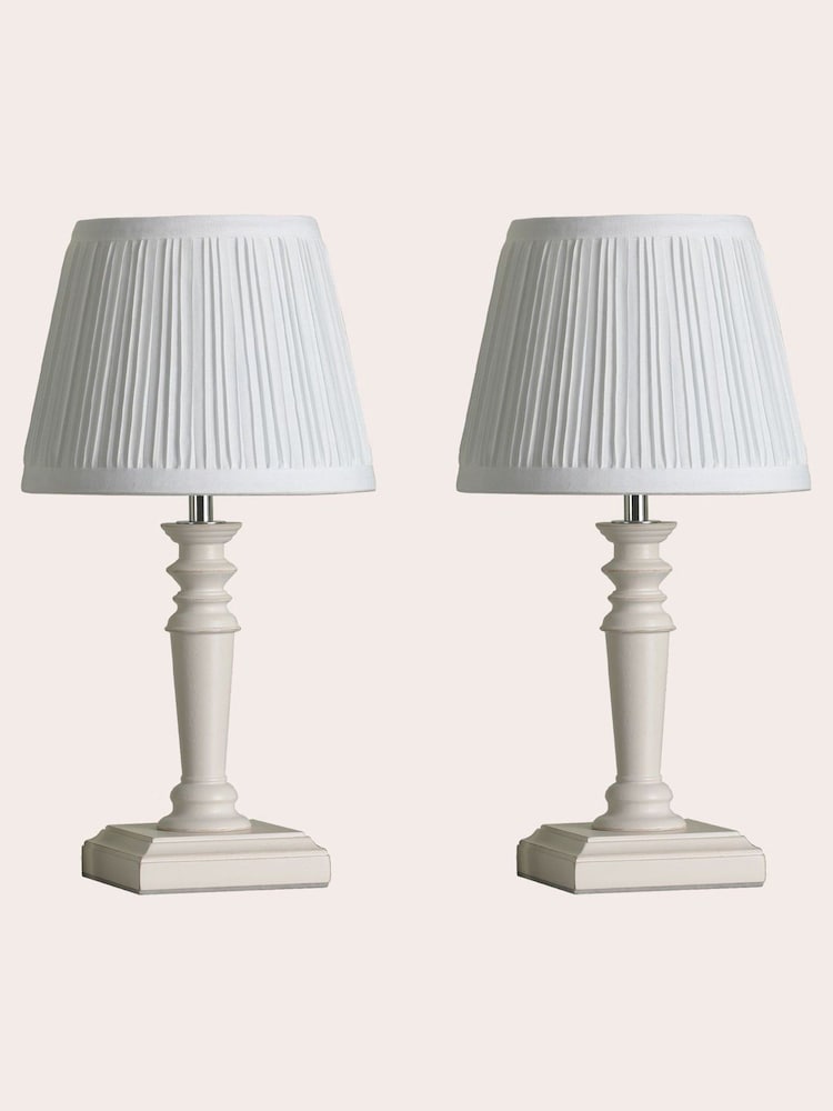 Laura Ashley Set of 2 White Tate Table Lamp - Image 4 of 4