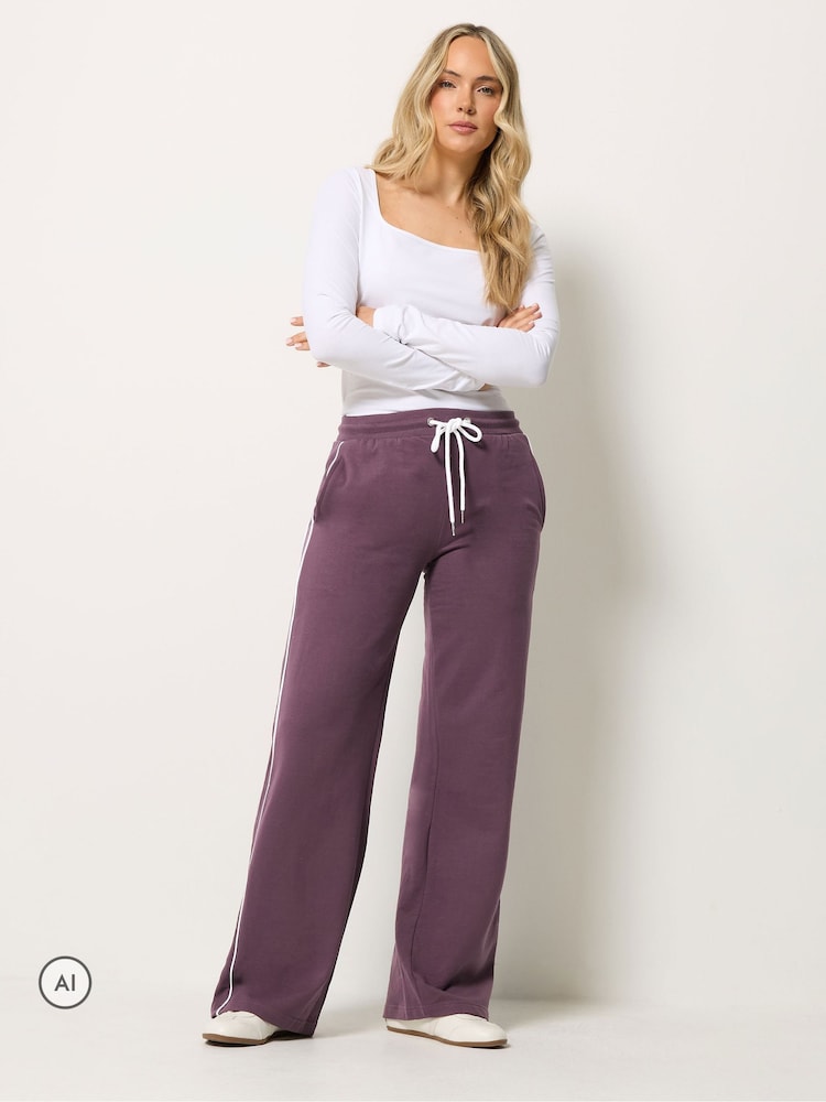 Long Tall Sally Purple Piped Wide Leg Joggers - Image 1 of 6 Long Tall Sally Purple Piped Wide Leg Joggers - Image 1 of 6