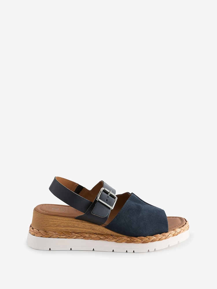 Navy Extra Wide Fit Forever Comfort® Leather Sport Wedges - Image 1 of 1