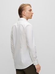 HUGO White Slim Fit Formal 100% Cotton Long Sleeve Shirt - Image 2 of 7