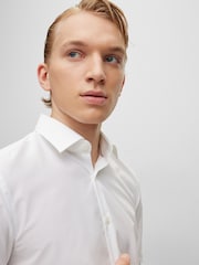 HUGO White Slim Fit Formal 100% Cotton Long Sleeve Shirt - Image 3 of 7