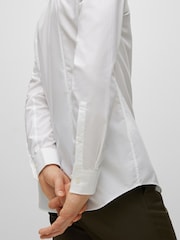 HUGO White Slim Fit Formal 100% Cotton Long Sleeve Shirt - Image 4 of 7