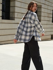 Blue/Neutral Check Long Sleeve Shacket - Image 3 of 6