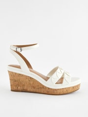 White Extra Wide Fit Forever Comfort® Double Strap Wedges - Image 2 of 2