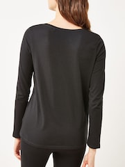 Black Long Sleeve Crew Neck 100% Cotton T-Shirt - Image 4 of 7