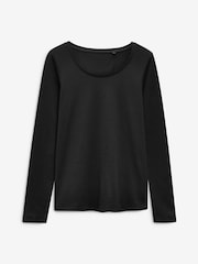 Black Long Sleeve Crew Neck 100% Cotton T-Shirt - Image 5 of 7