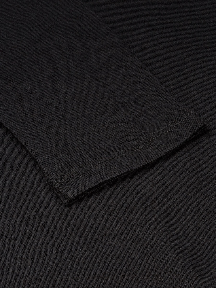 Black Long Sleeve Crew Neck 100% Cotton T-Shirt - Image 7 of 7