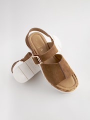 Tan Brown Extra Wide Fit Forever Comfort® Leather Sport Wedges - Image 4 of 5