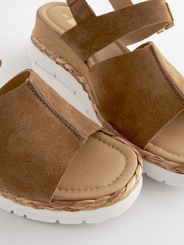 Tan Brown Extra Wide Fit Forever Comfort® Leather Sport Wedges - Image 5 of 5