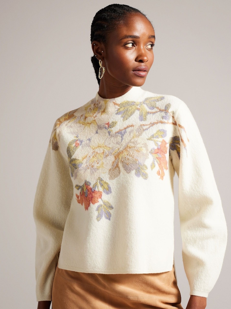 Ted Baker Cream Evhaa Printed Knitted Sweater - Image 1 of 7