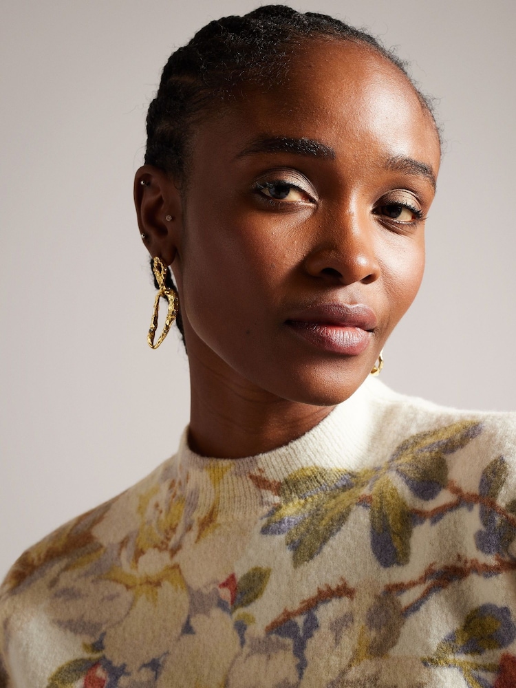 Ted Baker Cream Evhaa Printed Knitted Sweater - Image 3 of 7