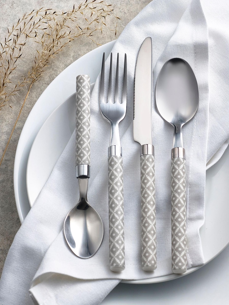 Grey Geo Stainless Steel 16pc Cutlery Cutlery Set - Image 1 of 2 Grey Geo Stainless Steel 16pc Cutlery Cutlery Set - Image 1 of 2