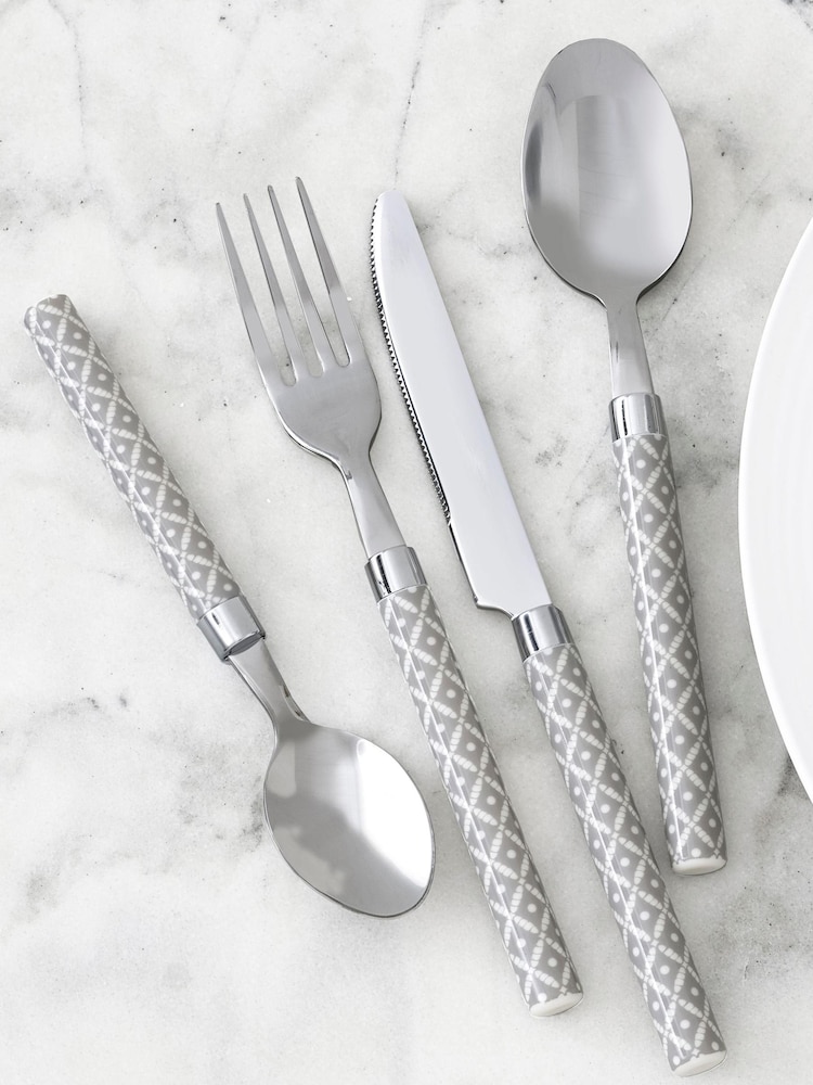 Grey Geo Stainless Steel 16pc Cutlery Cutlery Set - Image 2 of 2 Grey Geo Stainless Steel 16pc Cutlery Cutlery Set - Image 2 of 2
