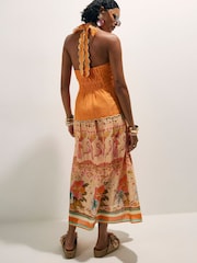 River Island Pink Del Maar Halter Neck Peplum Printed Maxi Dress - Image 4 of 4