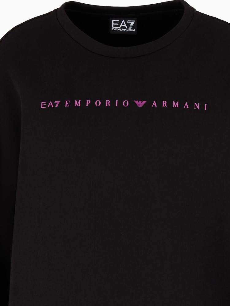 أسود - سويت شيرت تلبيس واسع بشعار EA7 من تشكيلة Ventus 7 من Emporio Armani - صورة 3 من 3