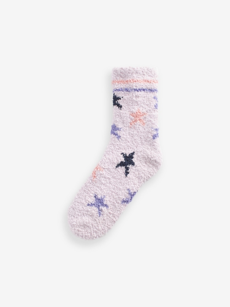 Navy Blue/Purple Star Cosy Socks 2 Pack - Image 5 of 5 Navy Blue/Purple Star Cosy Socks 2 Pack - Image 5 of 5