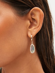 Gold Tone Recycled Metal Abalone Drop Hoop Earrings - Image 1 of 3